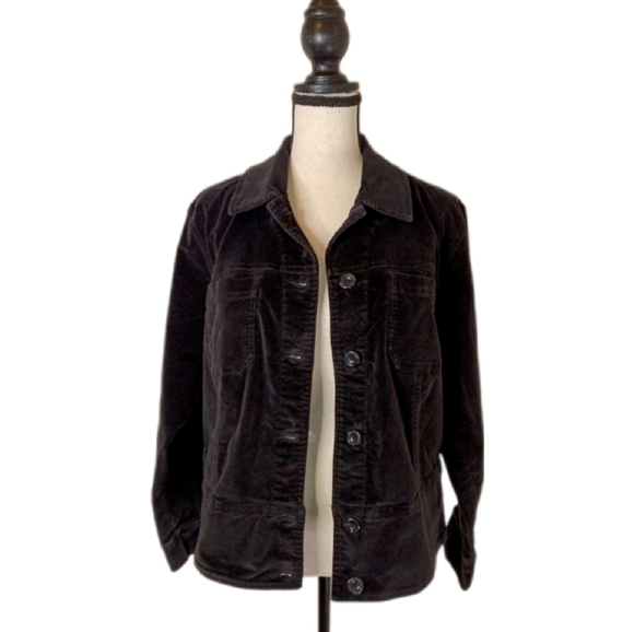 Vintage ::Fashion Bug Black Velvet Button Down Women's Long Sleeve Jacket Size S - Picture 4 of 9